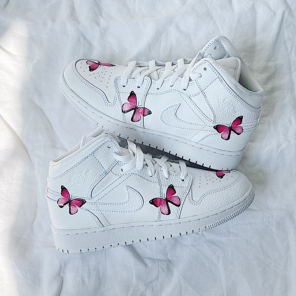 Nike custom 🦋 air jordan 1 mid sneakers - Picture 3 of 7